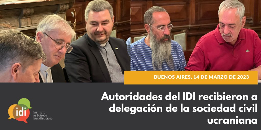 🇺🇦🇦🇷 AUTORIDADES DEL IDI RECIBIERON A DELEGACIÓN DE LA SOCIEDAD CIVIL UCRANIANA

🖋️📃 Se comprometieron a “profundizar todo tipo de acciones tendientes a restablecer la paz en el mundo”.

📎 dialogointerreligioso.org/nota.php?id=150