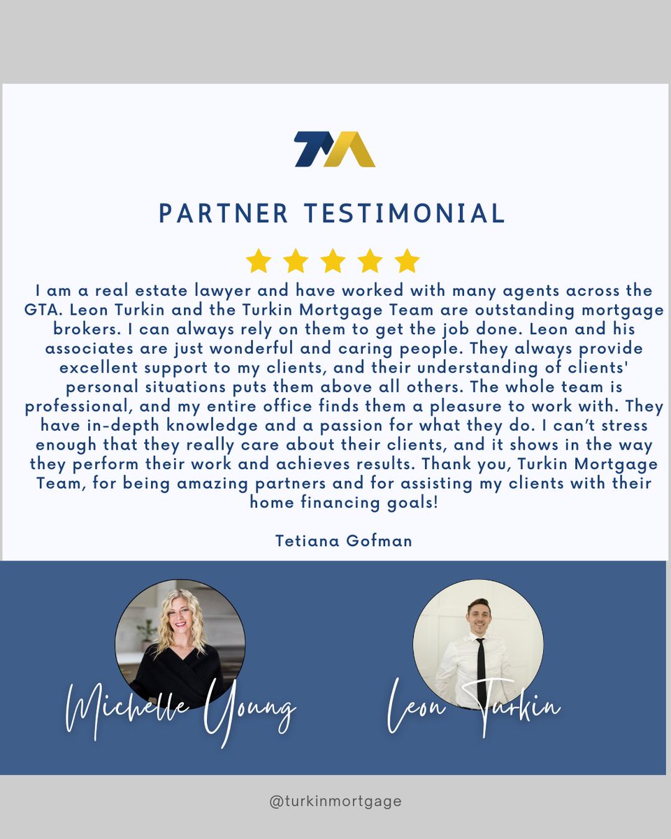 michellevyoung's tweet photo. One of our happy partners. Did you know that Turkin Mortgage Team has some really great partner perks? Are you a lawyer or realtor looking for a lifetime mortgage partnership? If so we'd like to chat. 
 #realtor #mortgagebroker #realestateagent  #realestatelawyer #lawyer https://t.co/DclaCCirQH
