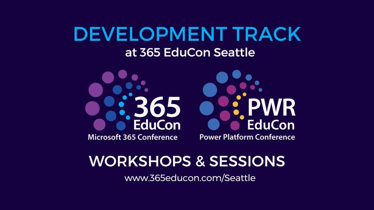 TechCon365's tweet image. Whether you're developing in #Azure, #SharePointFramework, #powerplatform, #json, #ReactJS and more, you will find sessions and workshops fit for you at #365educon & #PWReducon Seattle!
Details for Development Workshops & Sessions: 365edu.io/development