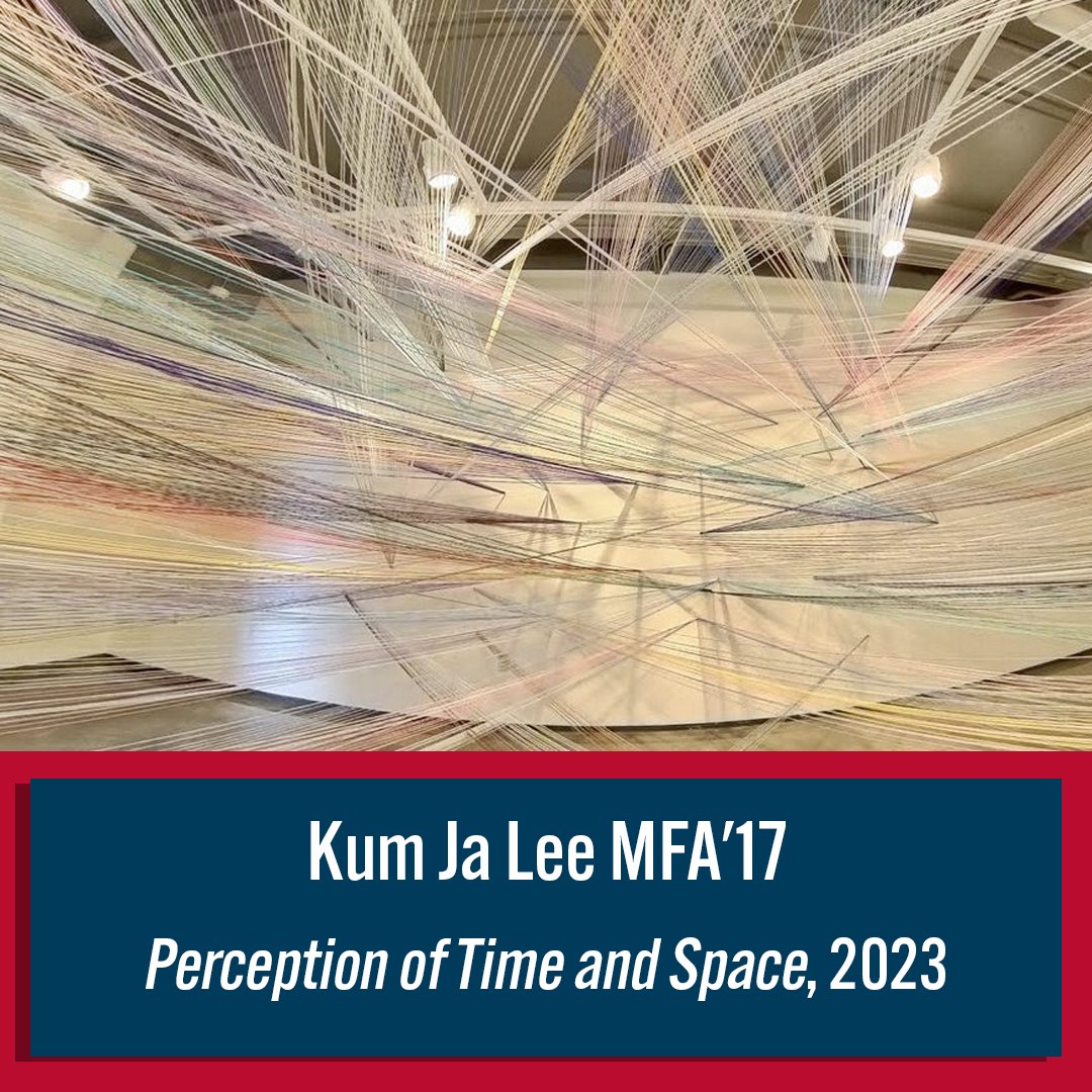 #PNCAAlumSpotlight: Artist Kum Ja Lee MFA'17. Lee is a Eugene-based artist who utilizes fibrous mediums (i.e., cotton, rayon, acrylic) to "make time visible".
Her exhibition will be on display at Lane Community College until March 16: bit.ly/3JsJupd