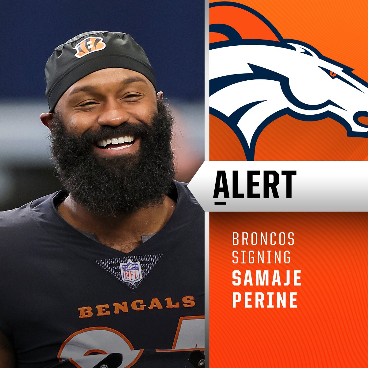 Broncos signing RB Samaje Perine to 2-year, $7.5 million deal. (via <a href="/MikeGarafolo/">Mike Garafolo</a>)