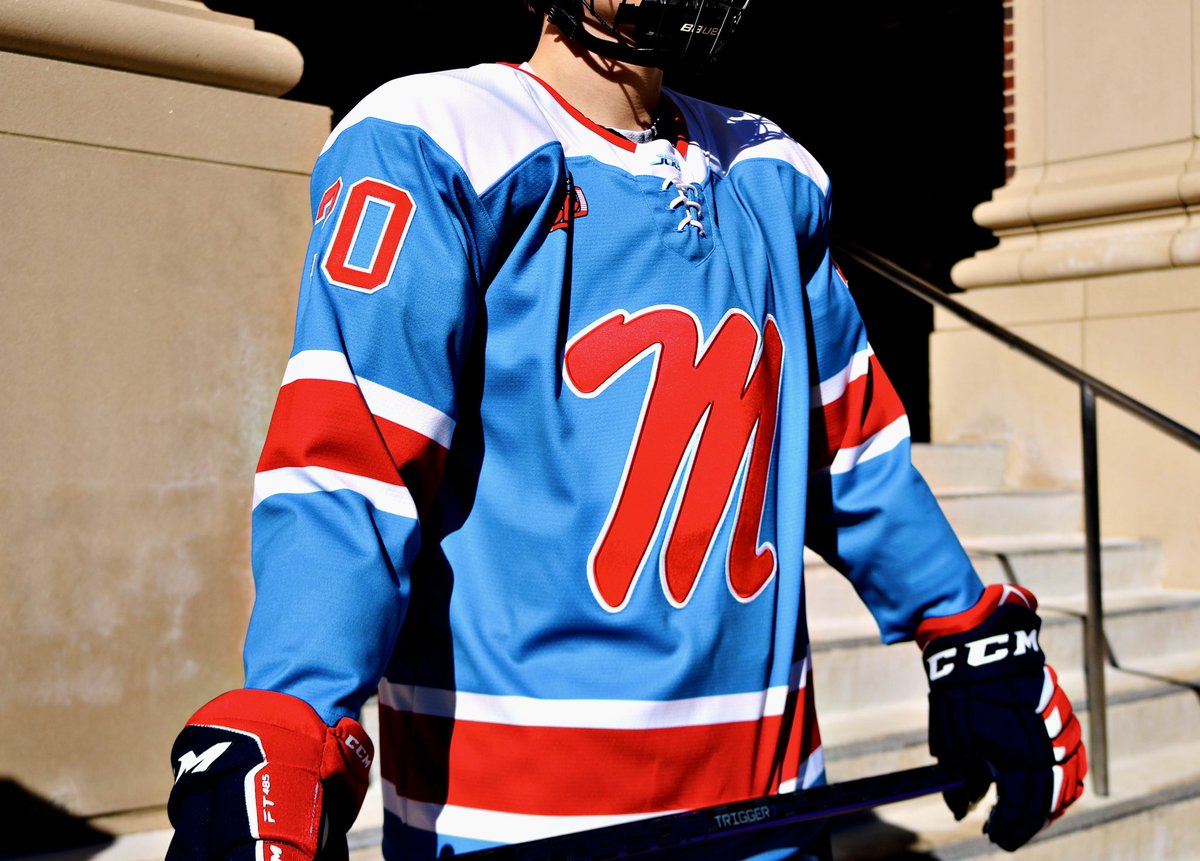OleMissHockey's tweet photo. The moment you’ve all been waiting for!!!! Our jersey sale is officially LIVE!!! and yes… those powder blues are available!!! 😏🤩

👉 Click the link in our bio to purchase! 
**Sale closes on April 14th, 11:59pm**

#OleMissHockey #HottyToddy #CollegeHockey #IceRebs #JerseySale https://t.co/wwhhWgnxdc