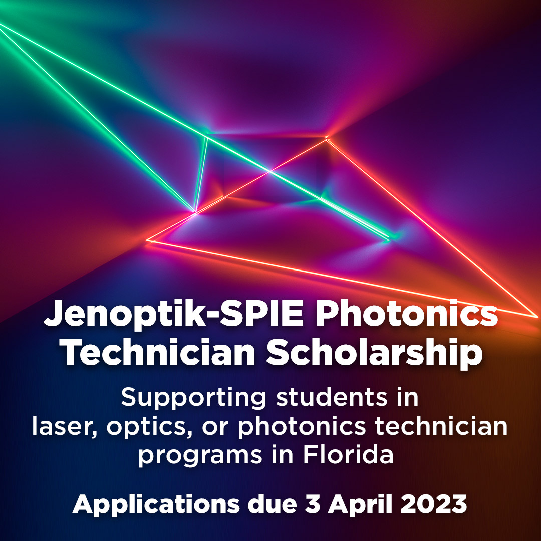 Calling all #optics, #lasers, and #photonics technician students in Florida. 🗣️ Four $3,000 Jenoptik-SPIE Photonics Technician Scholarships will be awarded to support one-of-a-kind educational journeys. @Jenoptik_Group Apply by 3 April for consideration: spie.org/membership/stu…