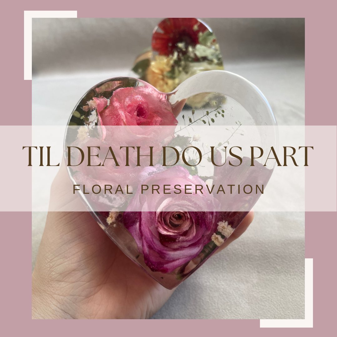 TilDeathUK's tweet photo. 🖤

#resinart #resin #flowerpreservation #weddingflowers #weddinginspo #bridetobe #keepsake #create #bride #fyp #SmallBusiness #heart #flowers #art #maker #create #handmade #floralart https://t.co/6u2PbEHSvn