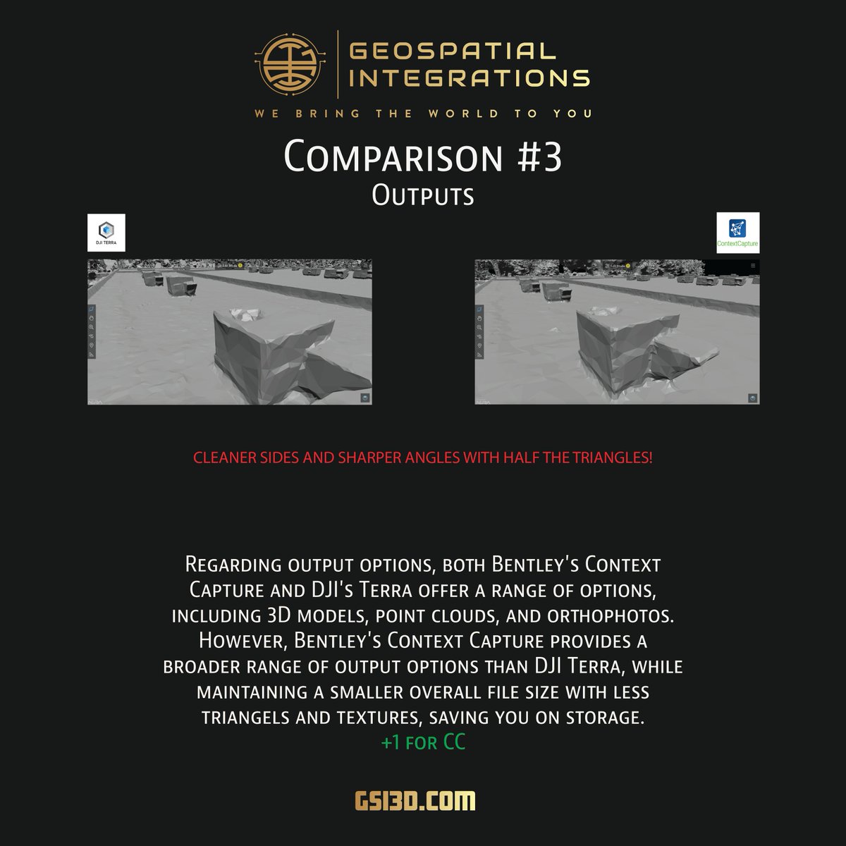 GSI3D's tweet photo. 🚀 Bentley's Context Capture vs. DJI's Terra: We tested these photogrammetry software giants and found some surprising results! 📸🌐 Discover which one suits your needs best. #photogrammetry #contextcapture #djiterra #3dmodeling https://t.co/rJ6buFMFum