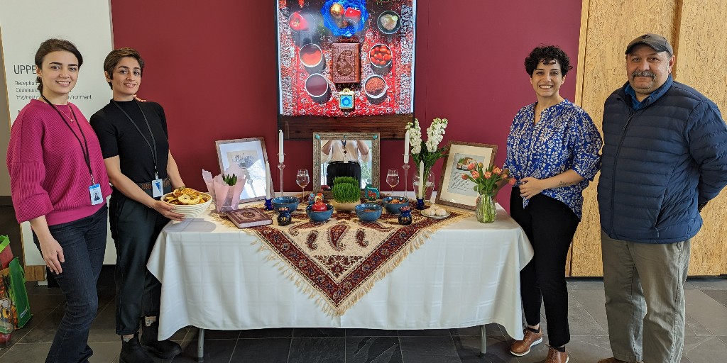 Today City staff set up a Haft-sin table at the 14th St. entrance of City Hall in celebration of #Nowruz! Everyone is welcome to visit + admire the beautiful display. 💃Join us in Civic Plaza on Mar. 15 for a traditional dance performance by AMED Dance Academy from 1-1:30pm.