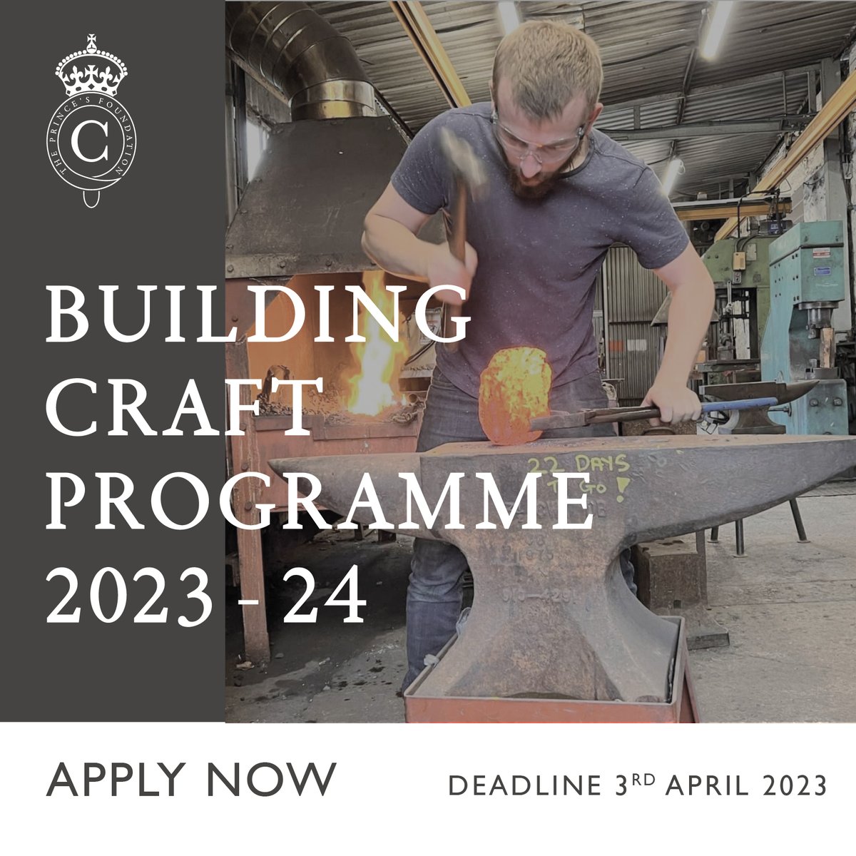 Just over a fortnight remains until the deadline for applications for @PrincesFound's Building Craft Programme.

The renowned programme, supported by <a href="/benefactgroup/">Benefact Group</a>, trains the next generation of master craftspeople working in construction by strengthening their skills.

1/2