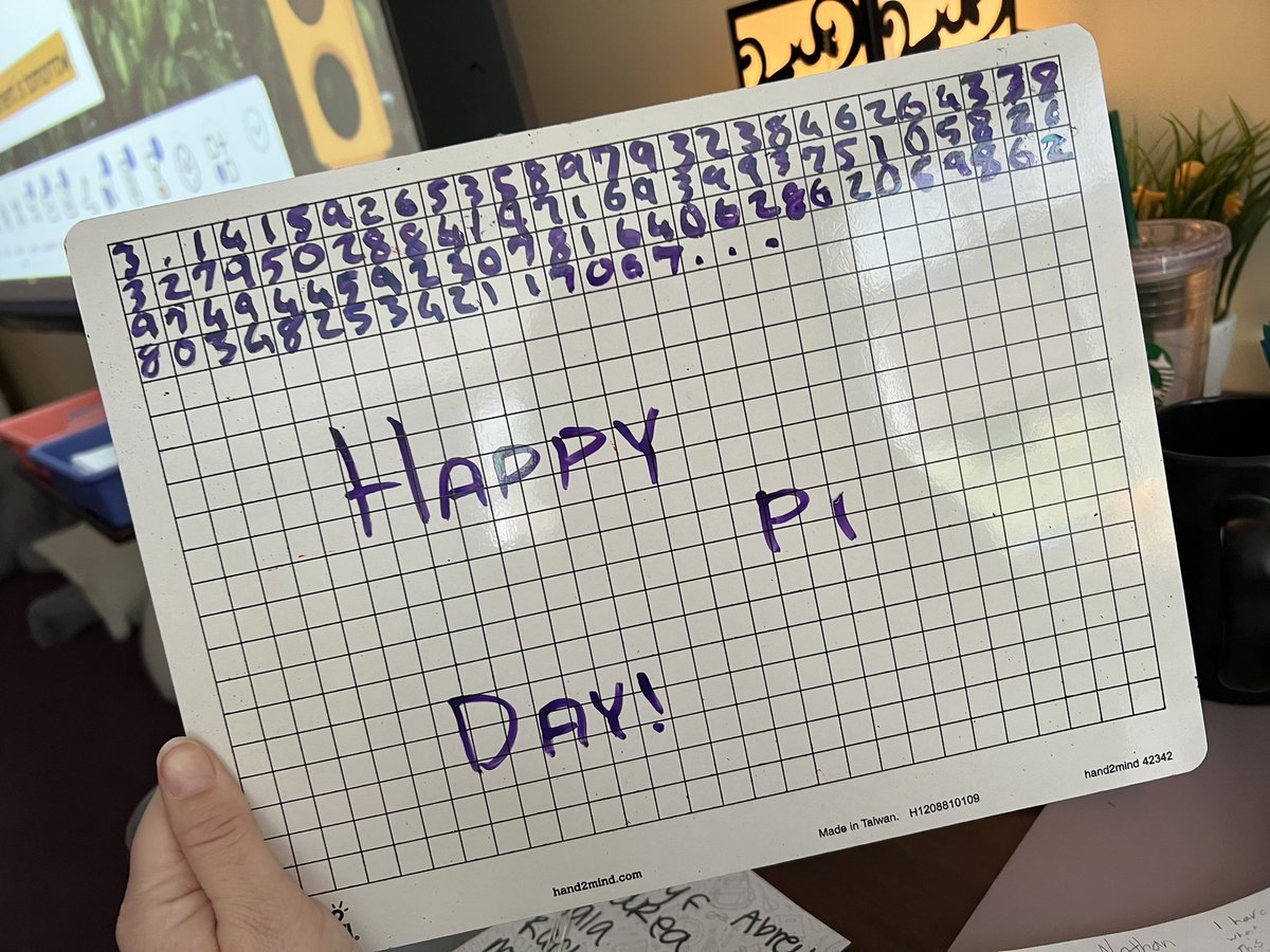 Happy pi day! 💜 (she missed a 9 in there but texted me after class to let me know she caught her mistake 😊)  #PiDay