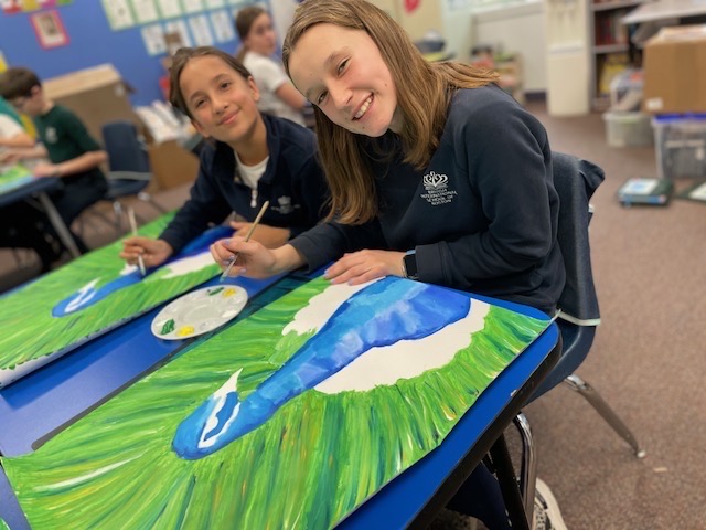BISB_School's tweet image. #bisboston Year 6 &amp;amp; 7 Ms. Brick’s Art Club have been working hard on finalizing their peacocks. The children have used a variety of paint (tempura and acrylic), in addition to oil pastel and brush marks to bring their magical peacocks to life! Beautiful work! #bisb #loveforart