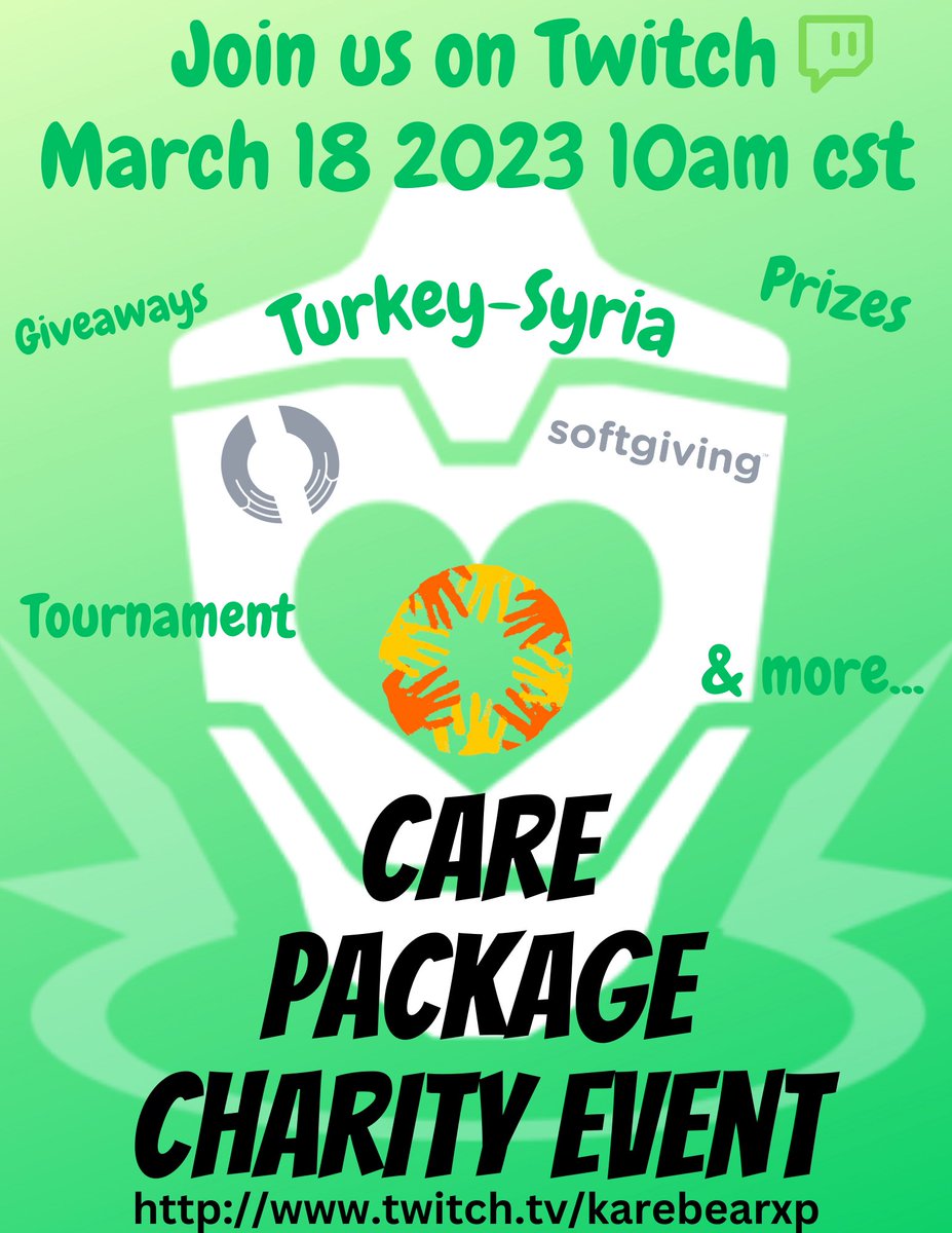 karebearxp's tweet photo. Dont forget sat charity event/apex tourney!! @softgiving has provided us with yet another AMAZING prize you wont want to miss! @CARE
Lets help Turkey-Syria earthquake victims.
#charity #softgiving #oneuptwitch #TurkeyEarthquake #Syria_earthquake #helpsupport #charitystream https://t.co/97qoYHAu5X