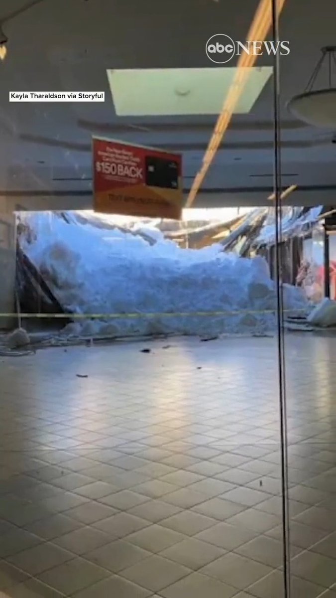 ABC: Part of the roof caved in at a mall in Duluth, Minnesota, as the National Weather Service reports the city is close to recording its snowiest winter since 1885.

No injuries were reported. https://t.co/WGzUlw4TKw https://t.co/lIdwvFlXgf