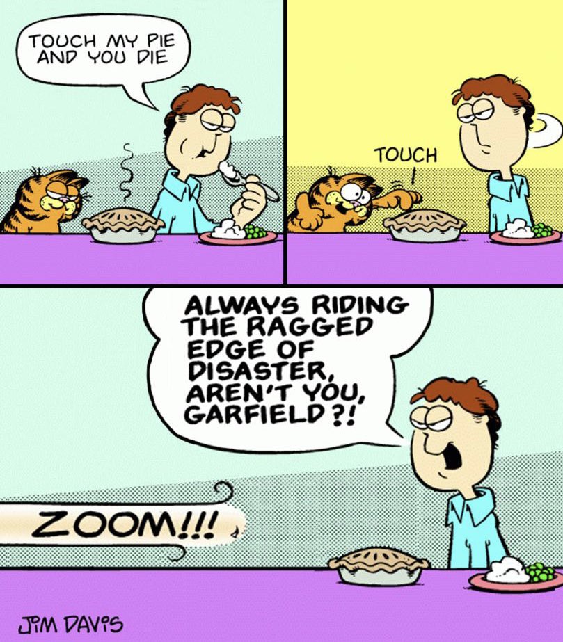 weedgarf's tweet photo. happy Pi day (3.14) from Garfield and Jon https://t.co/rKg7KCUZ06