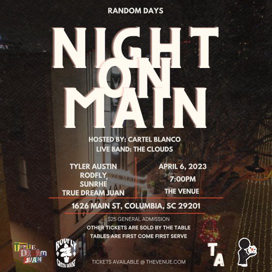 First Random Days show on Main St. and show is almost sold out! God is good fr
We goin keep flowing, we only one year in...

eventbrite.com/e/random-days-…