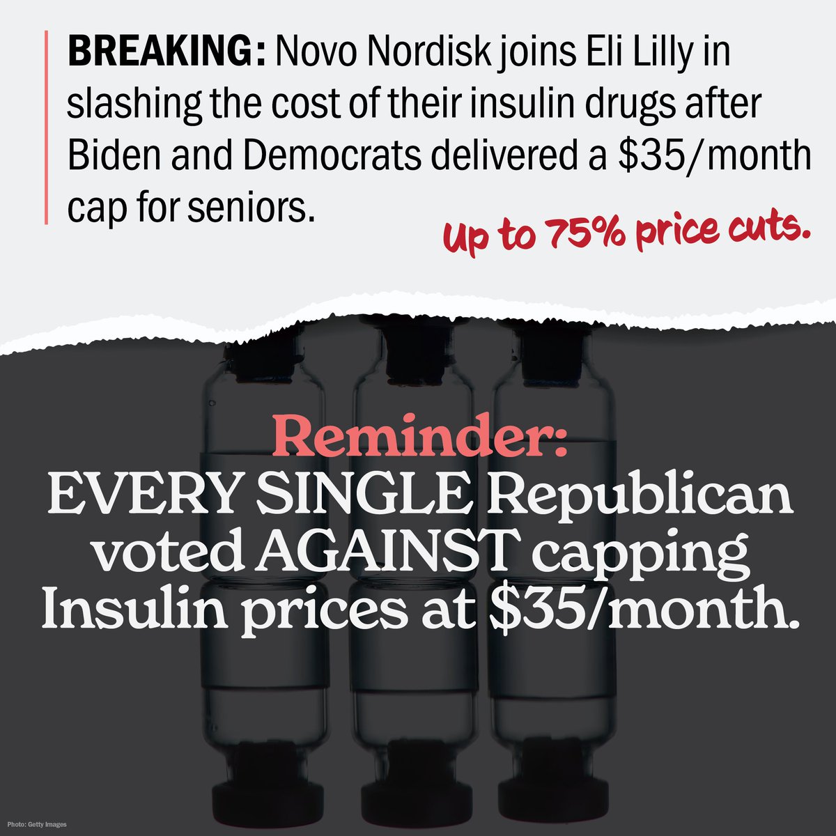 Democrats and Biden are helping make $35 insulin a reality. MAGA Republicans fought to keep costs HIGH.