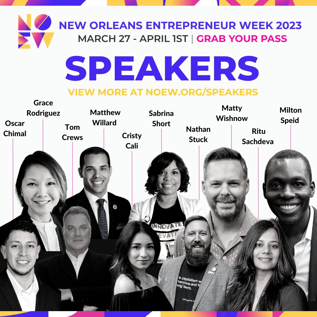 The #NOEW23 speaker lineup is heating up🔥 with industry experts and business leaders from across NOEW's 8 themes: #CultureTech, #ClimateTech, #HealthInnovation, #SaaSyEntrepreneurs, #FutureofLocalBusiness, &amp; more! 

Visit noew.org/speakers

#entrepreneurship #innovation