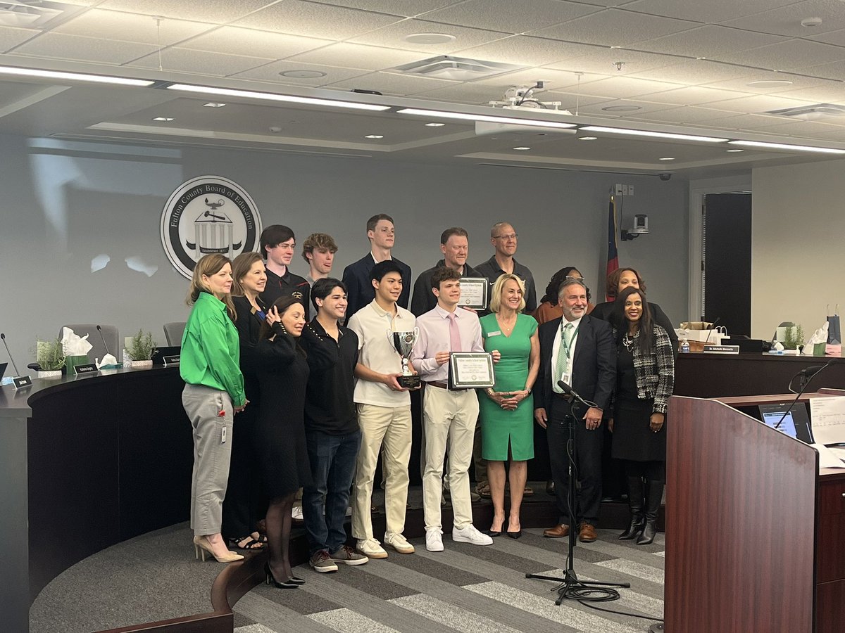 FultonZone6's tweet photo. So excited to honor the @FCS_JCHS Boys Swim Team as @OfficialGHSA State Champions! In person with the @FultonCoSchools Board! @LeadGladiator https://t.co/x860XN9jb6