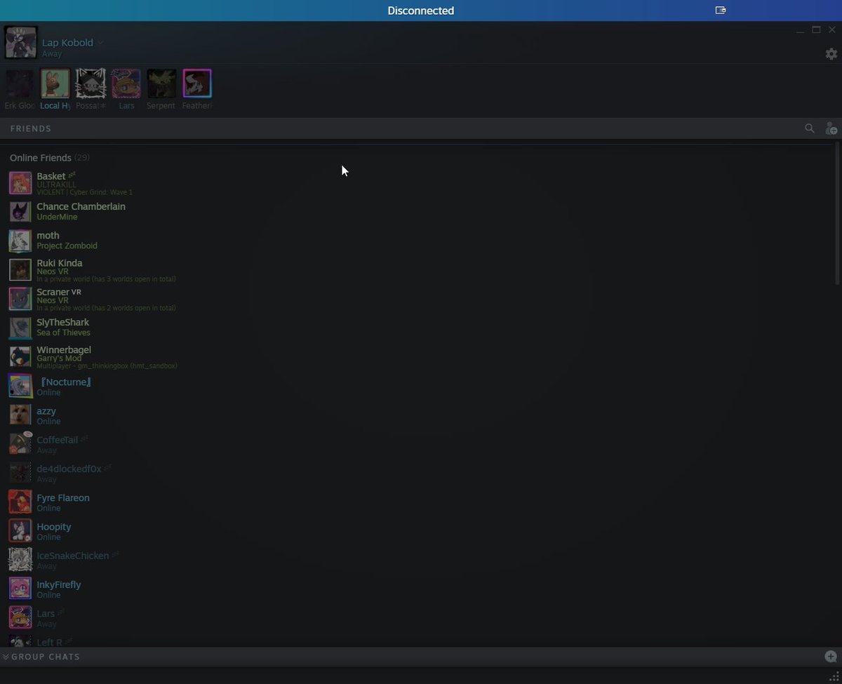 ErkGloom's tweet photo. steam friends down again... https://t.co/JMcGDvnDQA