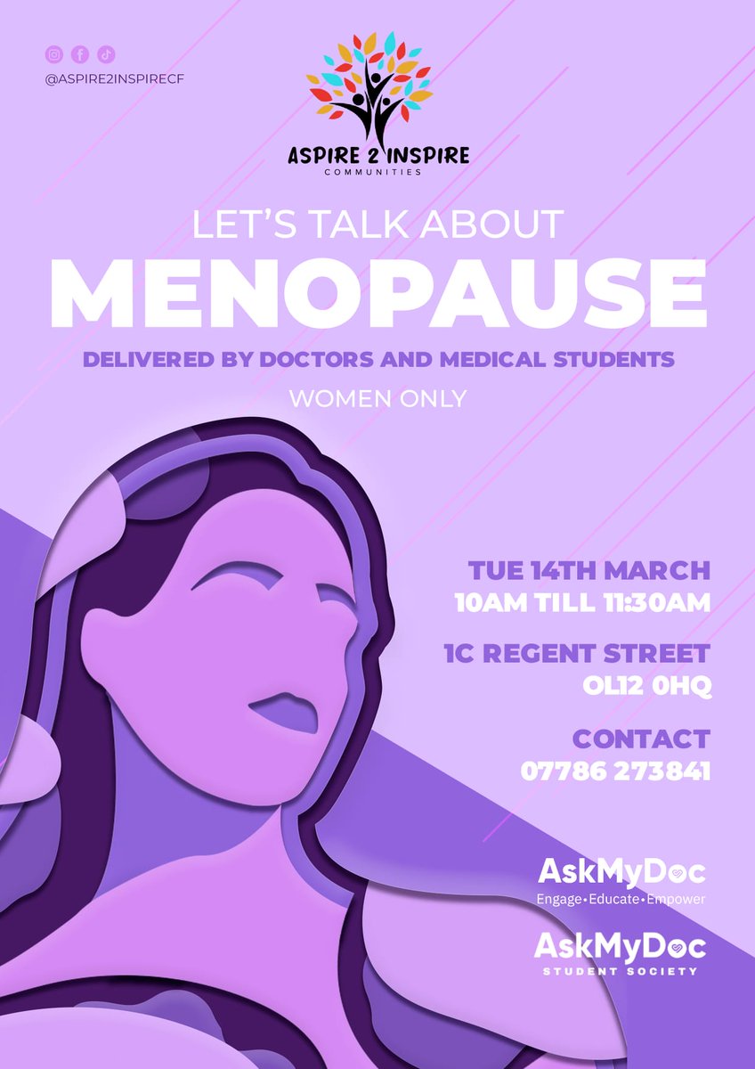 Fantastic event in Rochdale with lots of positive feedback.
Great to collaborate with <a href="/aspire2inspirec/">Aspire 2 Inspire Communities</a> and brilliant to see our AskMyDoc Student society in action!

#WomensHealth #AskMyDoc