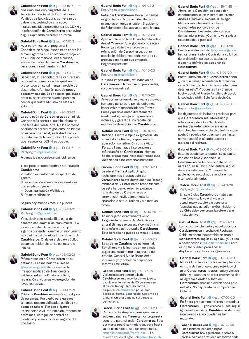 Ud le creería al autor de estos tuits que ahora Ama y Protege a <a href="/Carabdechile/">Carabineros de Chile</a> ?