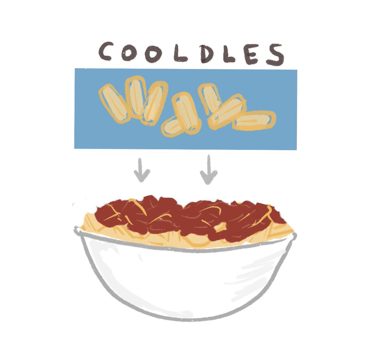 When reheating pasta for a toddler it’s almost impossible to hit the desired noodle warmth ❄️ ❄️ ⭐️ 🔥 🔥 but leaving 10% of the noodles cold allows you to use them as “cooldles” and adjust the warmth so that your toddler refuses to eat the pasta for a completely new reason