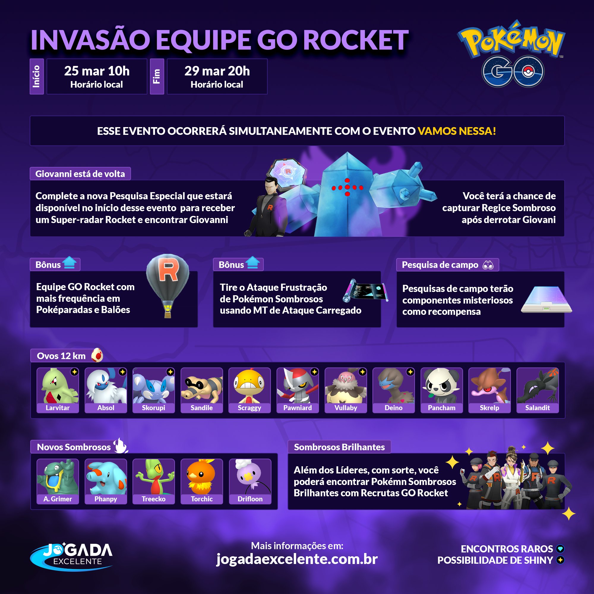 Jogada Excelente - Voltorb Brilhante (Shiny) está liberado no jogo. Apesar  da baixa quantidade de spawn por conta dos eventos temáticos com regiões do  mundo Pokémon, existem 2 Pesquisas de Campo que