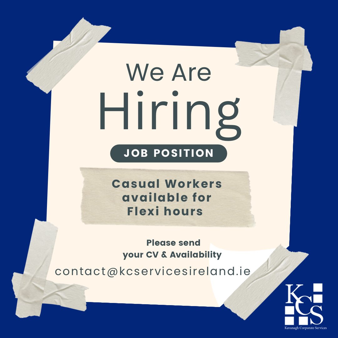🚨 We are hiring! 🚨

We are seeking enthusiastic, energetic &amp; experienced Staff to join our friendly &amp; dynamic team with an immediate start.

If you like rolling up your sleeves - get in touch!

Send ur CV &amp; availability to 
📧 contact@kcservicesireland.ie 

#louthchat #jobfairy