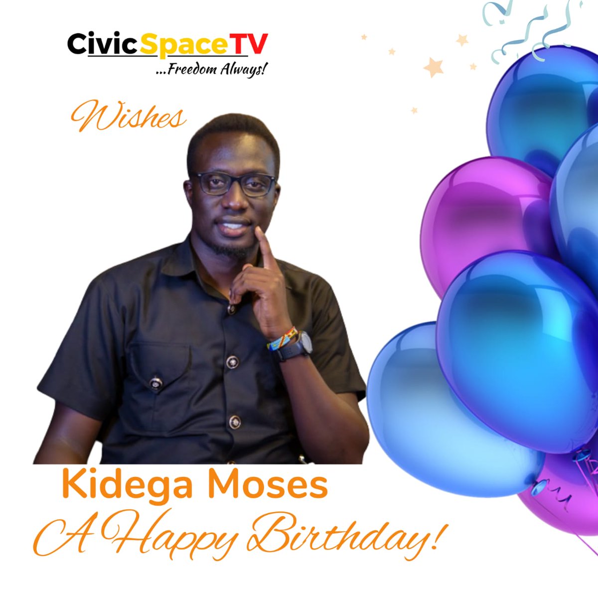 #CivicSpaceTV wishes @kidegaMoise a Happy Birthday!
Have the best of your special day , cheers to good health , happiness and more wins! 🥂🎂🎊🎈
#YouthRoundTable 
#ChatShowUG