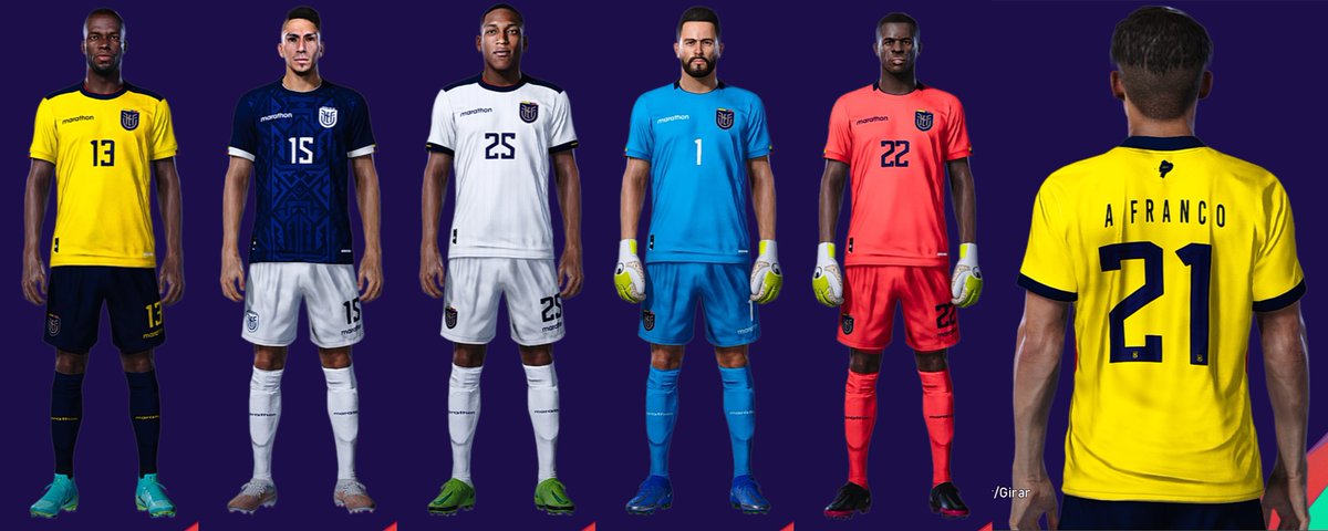 Kit de la Selección Ecuatoriana 2022
Link: patiuk99.wixsite.com/pesaf13 (Selecciones)
Plataforma: PS4 y PC (Sider)
