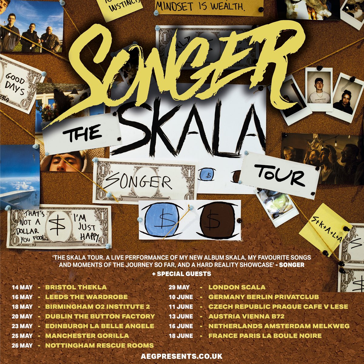 hello hello what’s good twitter we back with a European tour of my upcoming album SKALA. tickets go on sale at 10am tomorrow morning, i’ll wack the link in my bio first thing, thank you for makin this possible 🫶🏻