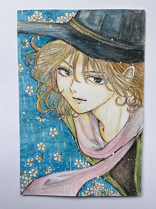 ⋯      花・降る・ひらり⋯#イラスト#アナログイラストおはようございます今日も良き日に 
