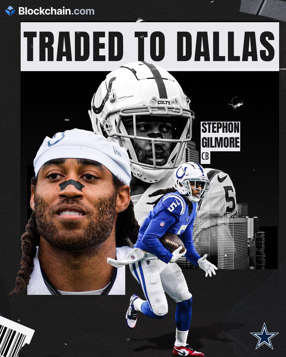 dallascowboys's tweet photo. TRADE ALERT 🔄

The Cowboys sent a 5th-round pick to the Indianapolis Colts for five-time Pro Bowl cornerback @BumpNrunGilm0re.

Read more here → https://t.co/adaILhKEzk

#DallasCowboys | @blockchain https://t.co/zfRmDtkNoo