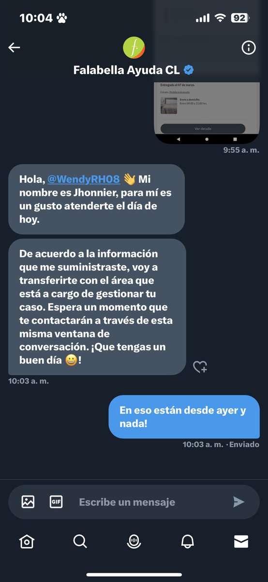 WendyRH08's tweet photo. Ellos no se hacen responsable @FalabellaAyuda perdió mi cama la semana pasada y la respuesta es que no hay respuesta https://t.co/Bs93H8uEs2
