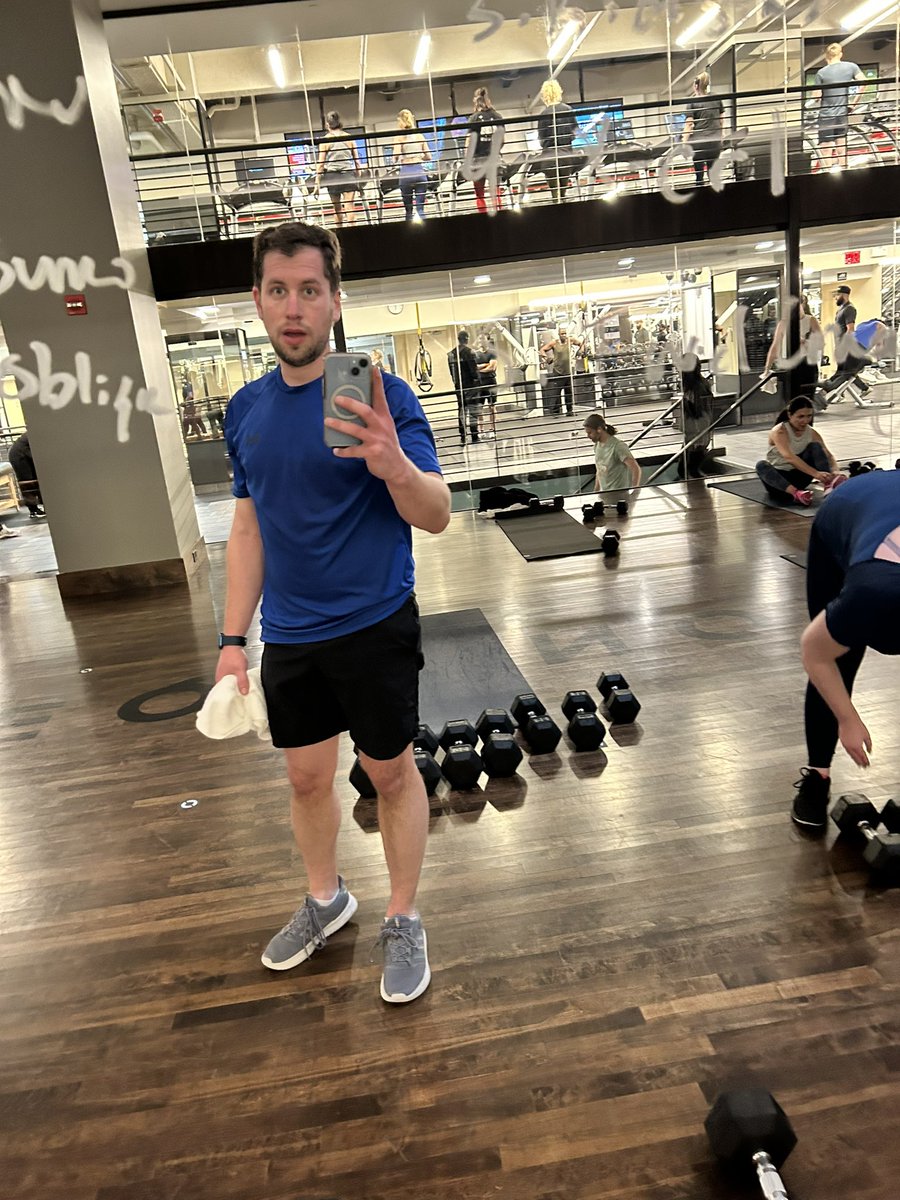 awbuder's tweet photo. Ok so I’m starting to feel the results, even if I don’t see them (others say they do) 
I upped my weight in Stronger with @C_M_Howard today and feel like I’m crushing workouts. 
I’ve got 4 weeks to go until Miami
Goals in sight; 9 of 20 classes and 10 of 30 workouts done. https://t.co/NYzOlFFMJ5