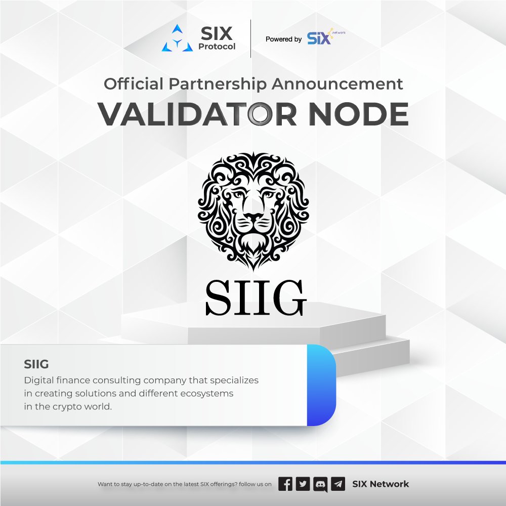 theSIXnetwork's tweet image. SIX Network launching SIX Protocol’s Node Validator partnering with Singh Ekasingh International Investment Group (SIIG Co., Ltd.) 
.
Together, they&apos;ll be exploring Web3 technologies like DeFi, NFTs, and the Metaverse. 
#SIXNetwork #SIXProtocol #SIIG #Partnership