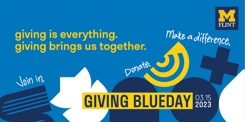 UMFlintSOM's tweet photo. It's finally here GIVING BLUEDAY 〽️
Your donation will support the School of Management’s Excellence Fund and will directly impact students!
SOM Excellence Fund: https://t.co/le81ebnyjP
#umflint #umflintsom #michigan #umflintgrad #umflintalumni #FlintMI #GivingBlueday https://t.co/syXifs9gt1