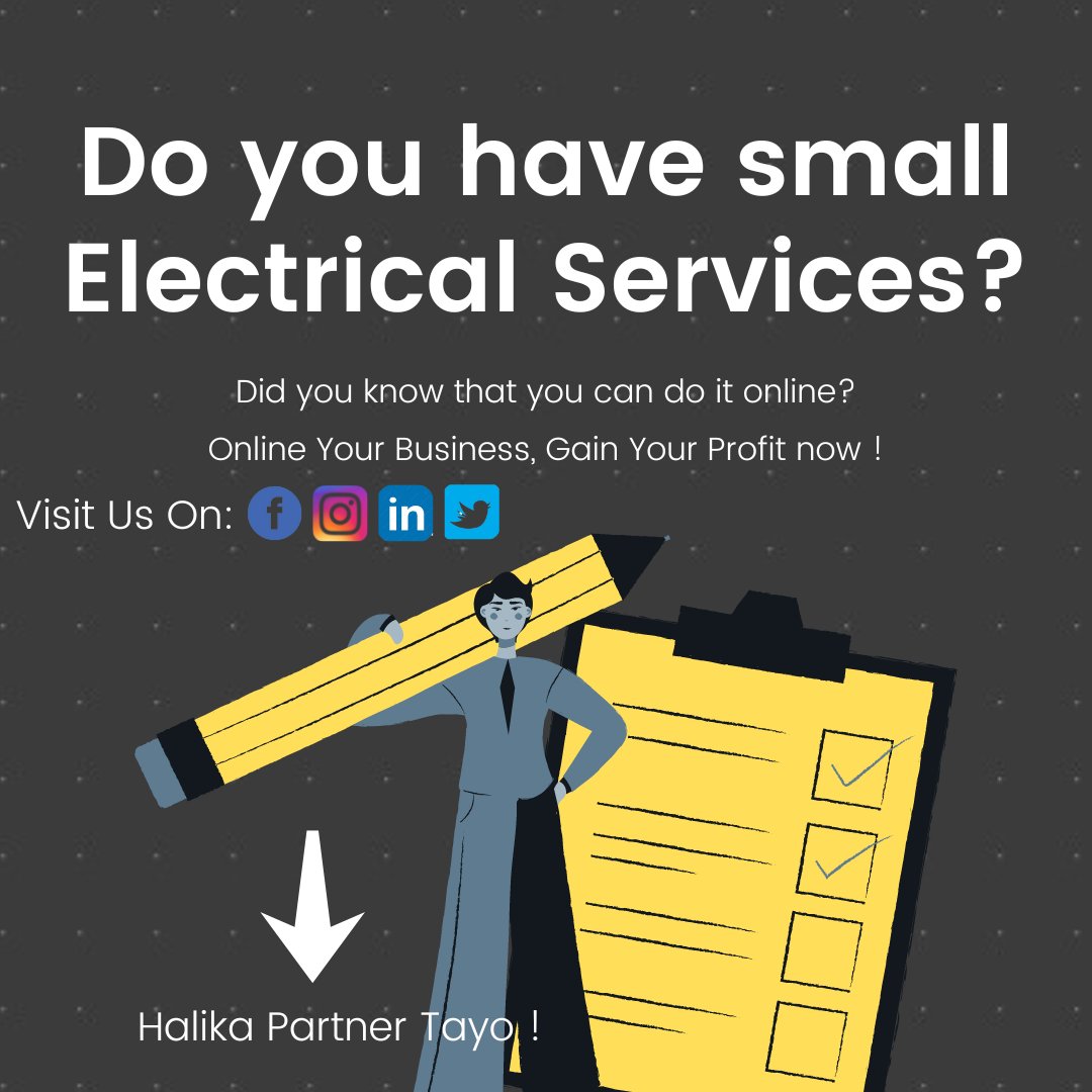 Nash72967209's tweet photo. Do you have Small Electrical Services? 
Did you know that you can do it online?
Online Your Business, Gain Your Profit Now !
Visit our Website: https://t.co/G9dUJFUs0J https://t.co/UUqI0S2M4k