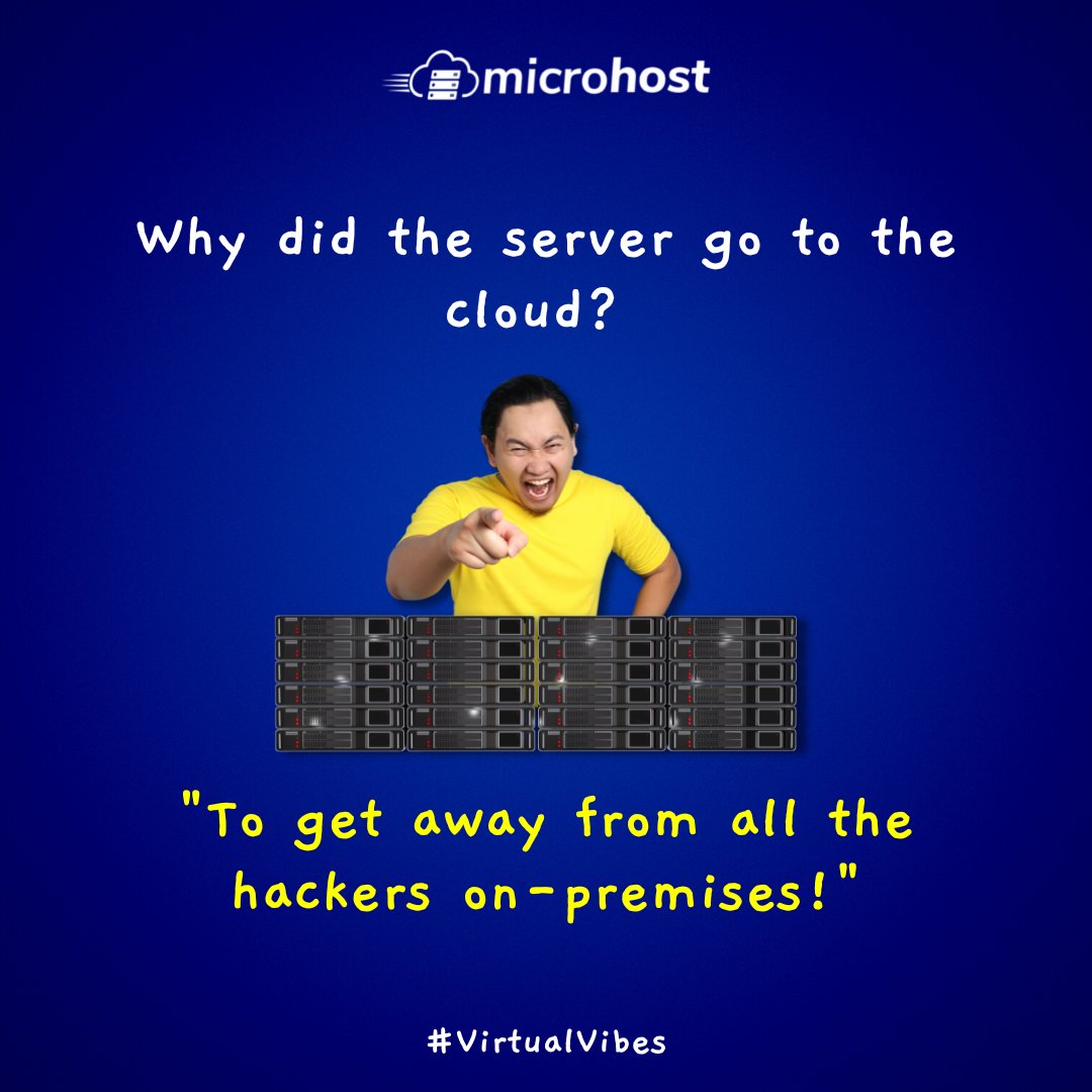 Hackers, beware! The server has found a new home in the #cloud,😎  where #security is top-notch 🔥 ..
.

.
(Hashtags for better reach 😁)

#hackers #cloudserver #cloudsecurity #business #movetocloud #cloudinfrastructure #onpremises #server #securecloud #virtualvibes #microhost