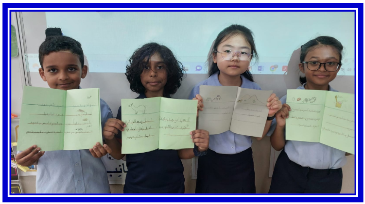 AIS_Grade3's tweet photo. Grade 3 students created booklets to describe farm- and desert animals during their Arabic for non-Aracs class.🐫🐄
#AISGrade3 #AISArabic https://t.co/CQfHWroCJ8