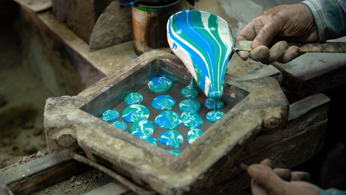 Even though Saied Hussain has been making cement tiles by hand for over 50 years, he doesn't