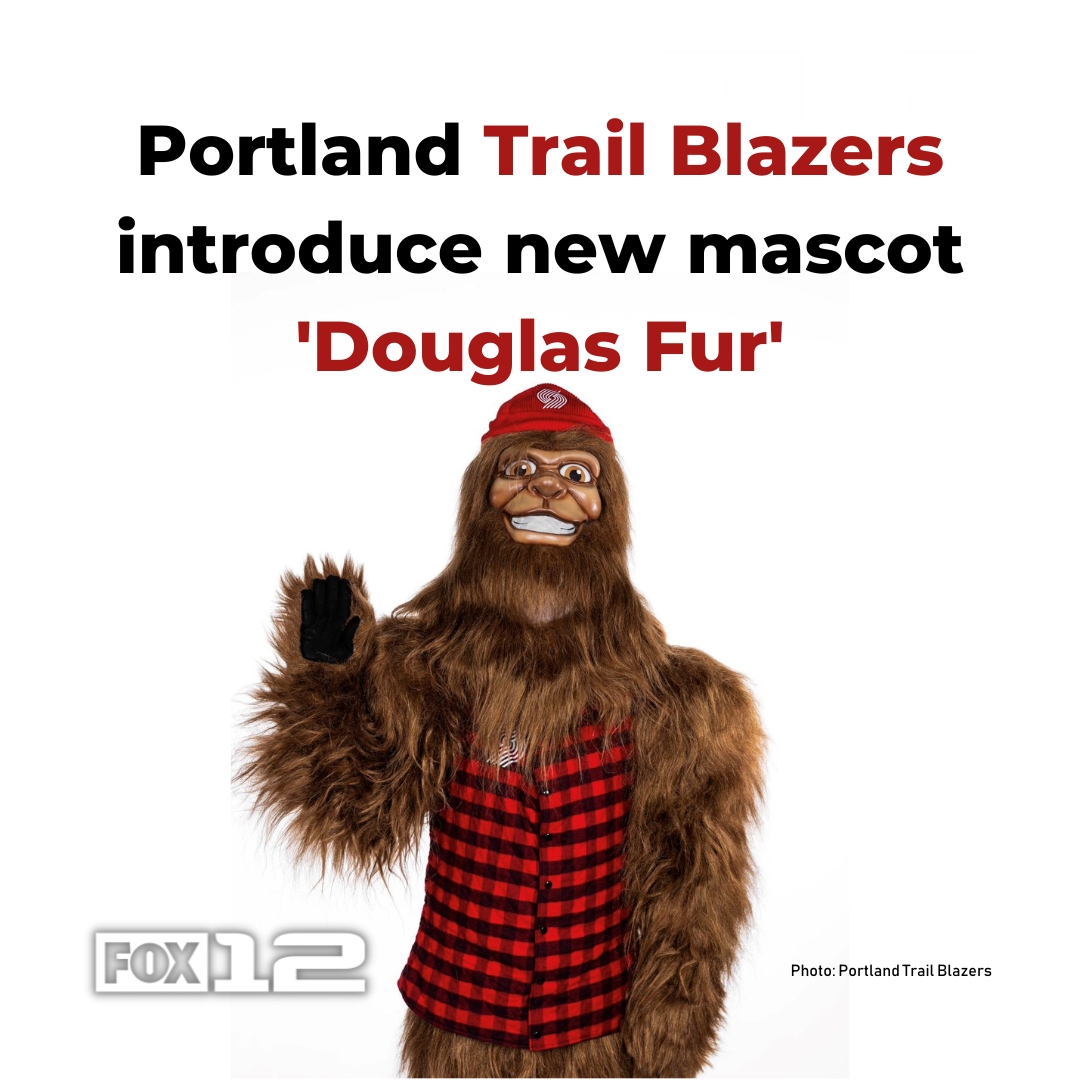 fox12oregon's tweet photo. BREAKING: The Portland Trail Blazers have introduced a new bigfoot mascot, 'Douglas Fur.' Full story: https://t.co/ZNmXNMdeAS https://t.co/gT1H4HsNxI