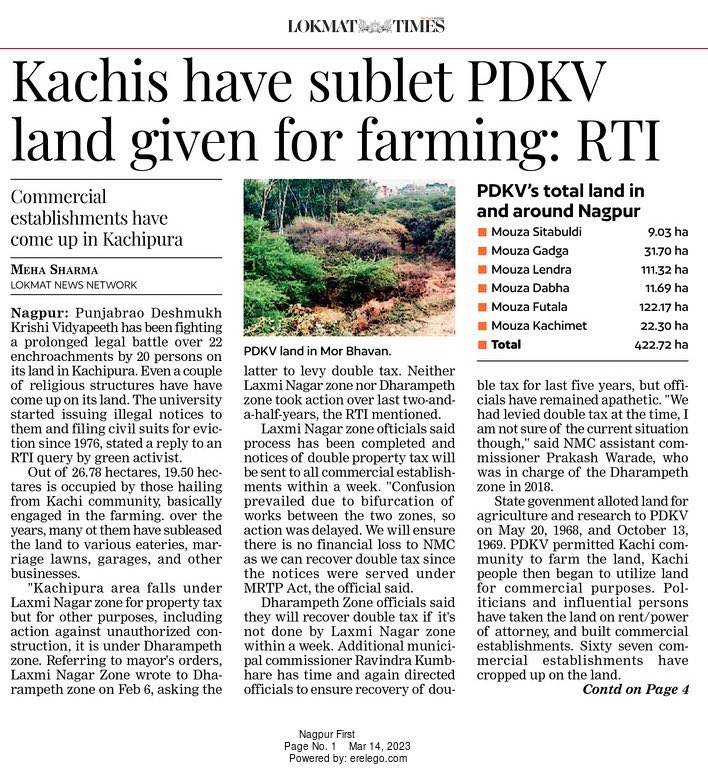 Land for farming being subleased for commercial purposes. So many green cover and agricultural land being compromised for development. Sustainable development have become like text book knowledge with no real implementation. <a href="/LokmatTimes_ngp/">Lokmat Times Nagpur</a> <a href="/anuchhabrani/">AnasuyaKaleChhabrani #SaveAjniVann #SaveFutalaLake</a> <a href="/AUThackeray/">Aaditya Thackeray</a> <a href="/UNEP/">UN Environment Programme</a>