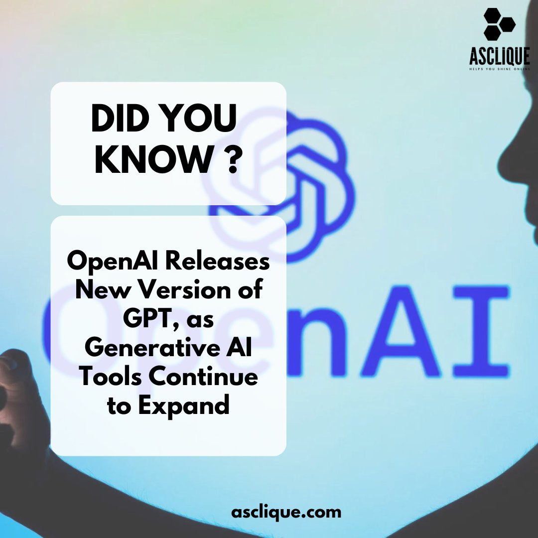 ascliqueinnovat's tweet photo. 🚨 Breaking News: 🤖 OpenAI Unleashes the Latest GPT Model, 🚀 Paving the Way for Even More Powerful AI Generative Tools! 🌟
.
.
.
#OpenAI #GPT #AI #GenerativeTools #NaturalLanguageProcessing #CreativeExpression #LanguageGeneration #MachineLearning https://t.co/8SK3506Pd2