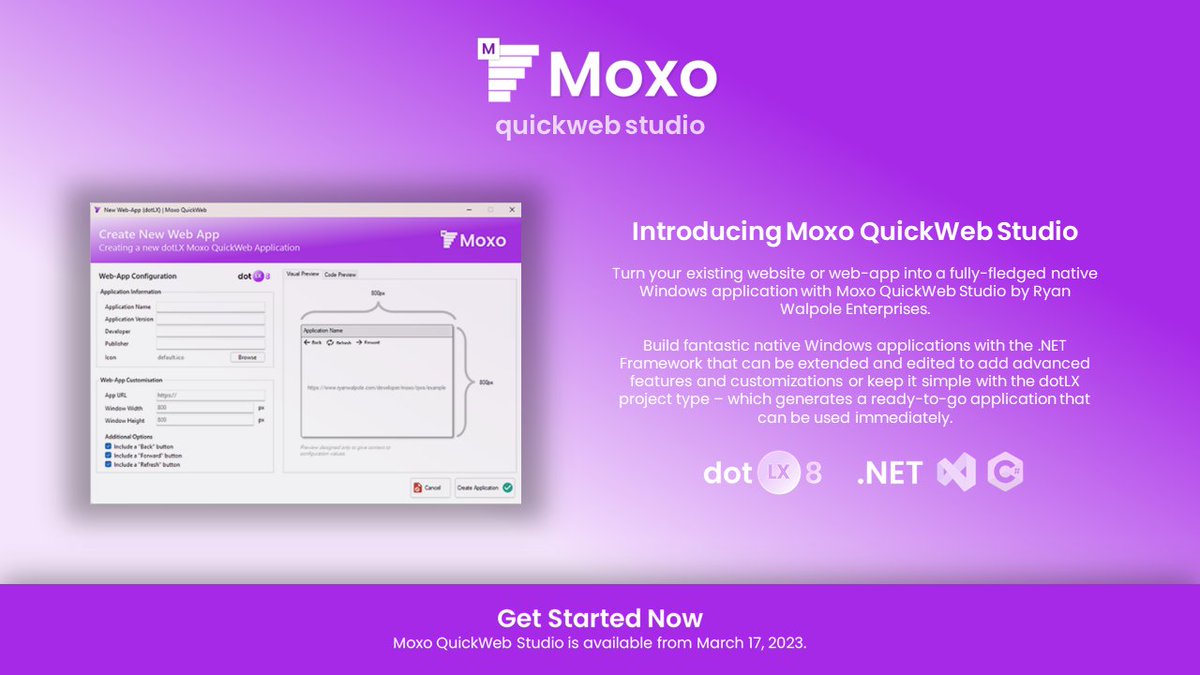 RWE_AU's tweet photo. ✨Introducing Moxo QuickWeb Studio✨

Turn your existing website or web-app into a native Windows desktop application without any code or programming. Moxo QuickWeb Studio is available for free, today for Windows users.

🔗Get Started Now: https://t.co/rOpQmwmoqg https://t.co/ymxXdgnMGm