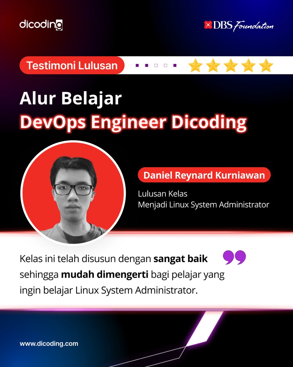 dicoding's tweet photo. Yuk manfaatkan kesempatan ini dengan mendaftarkan diri kamu di beasiswa DBS Foundation Coding Camp 2023 melalui link berikut: https://t.co/m5smmB9tH1

#DBSFoundationCodingCamp2023 #Beasiswa #DBS #beasiswacoding #BeasiswaDBS #kelasonline #devops #backend #differentkindofbank https://t.co/KWU2EE3E1O