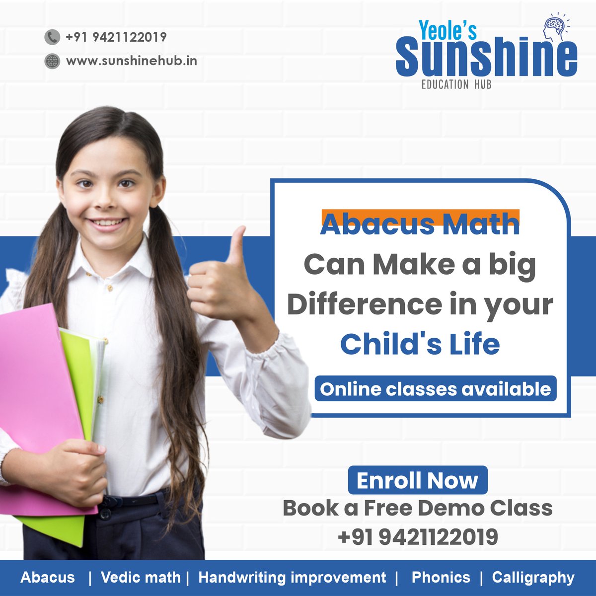 Abacus Math
Can Make a big
Difference in your 
Child's Life
Online classes available
Enroll Now
Book a Free Demo Class
+91 9421122019

#AbacusMath
#AbacusTraining
#MentalMath
#MathSkills
#MathGenius
#ChildEducation
#BrainDevelopment
#LearnMath
#MathIsFun
#MathEnrichment