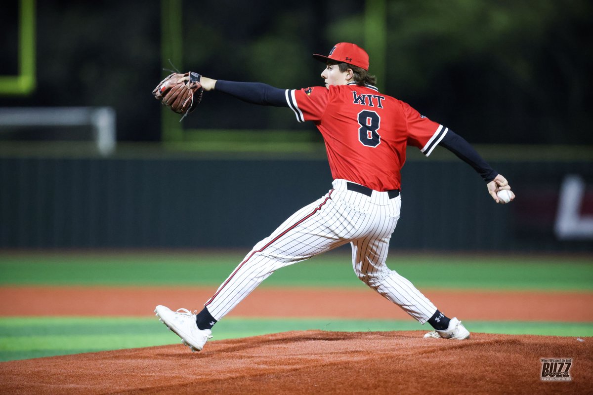 Melissa High's Blake McClendon (8) pitches against Lovejoy on Tuesday, March 14, 2023 at Lovejoy High School. Lovejoy won the close game 2-1. (Photo by Kevin Bartram/buzzphotos.com)  @MelissaBsbWIT <a href="/buzz_cory/">Buzz Photos</a>