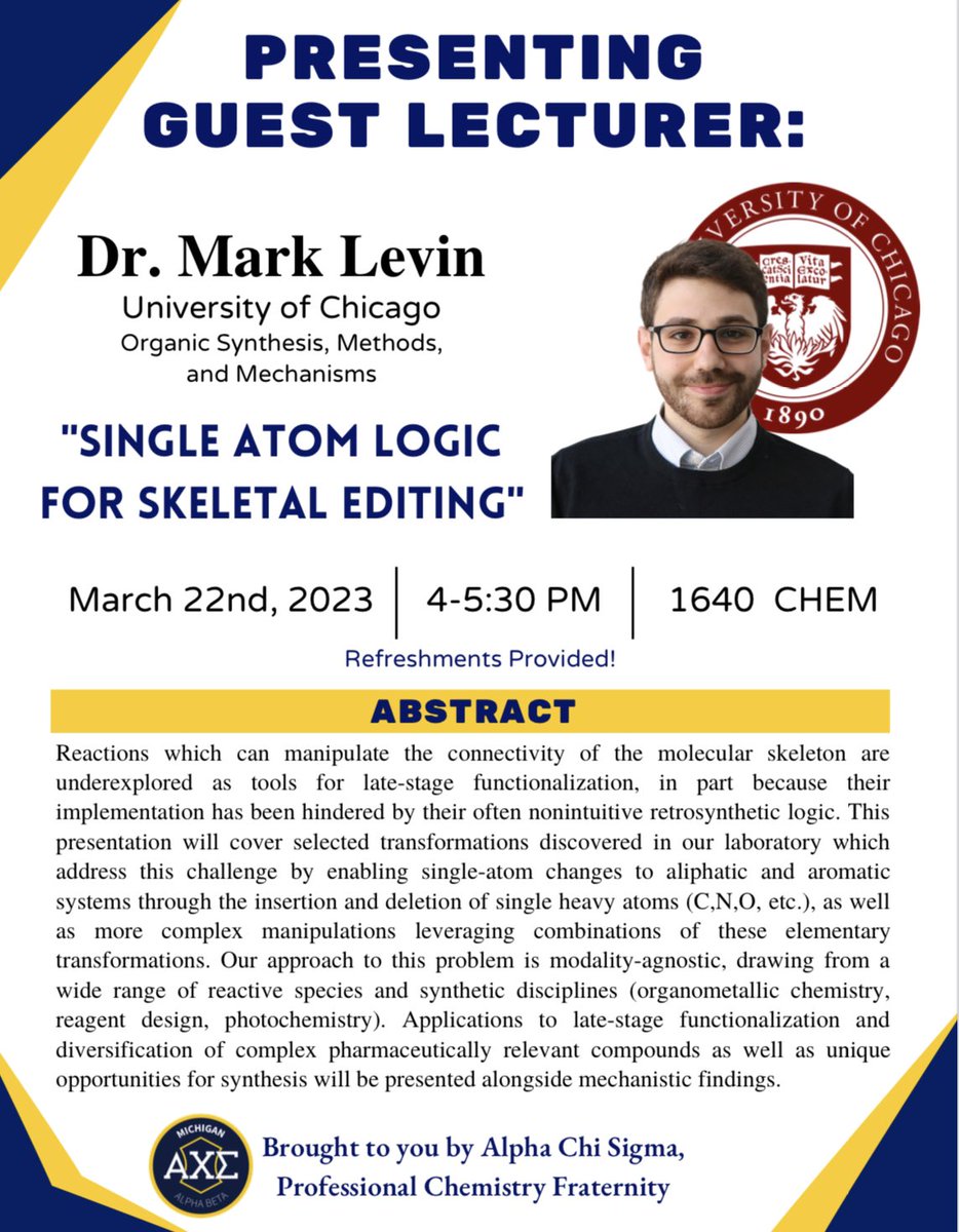 alphachisigmaAB's tweet photo. we are so happy to be hosting Dr. Mark Levin from the University of Chicago for our Bartell lecture next week. make sure you’re there! https://t.co/z6LzcdHEqW