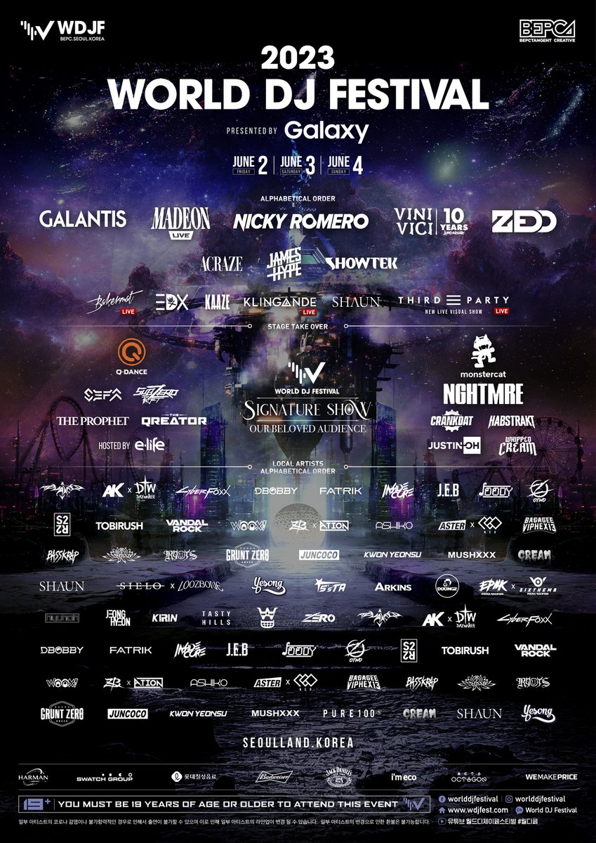 World DJ Festival, we are coming for you! 😼
Join us in SEOULLAND, South Korea this June 4th with 
<a href="/NGHTMRE/">NGHTMRE</a>, <a href="/crankdat/">crankdat</a>, <a href="/habstrakt/">habstrakt</a>, <a href="/justinohmusic/">Justin OH</a>, &amp; <a href="/WHIPPEDCREAM/">WHIPPED CREAM</a>!
Tickets on sale here: wdjfest.com/ticket