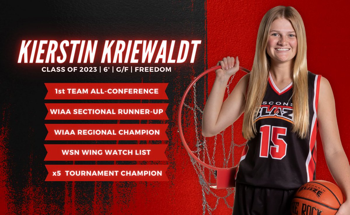 Coaches! If you need a VERSATILE Female 6’ 🏀 G/F who can finish on the run, drive, w/her back 2 basket &amp; from behind the arc (5 &amp; 4 3s in playoffs per game!) DM me for ‘23 3.9📚Kierstin Kriewaldt! This champ is College Ready! <a href="/Kierstinkriew/">Kierstin Kriewaldt</a> wisconsinblaze.com/kierstinkriewa… <a href="/Elite40League/">Elite 40 League</a>