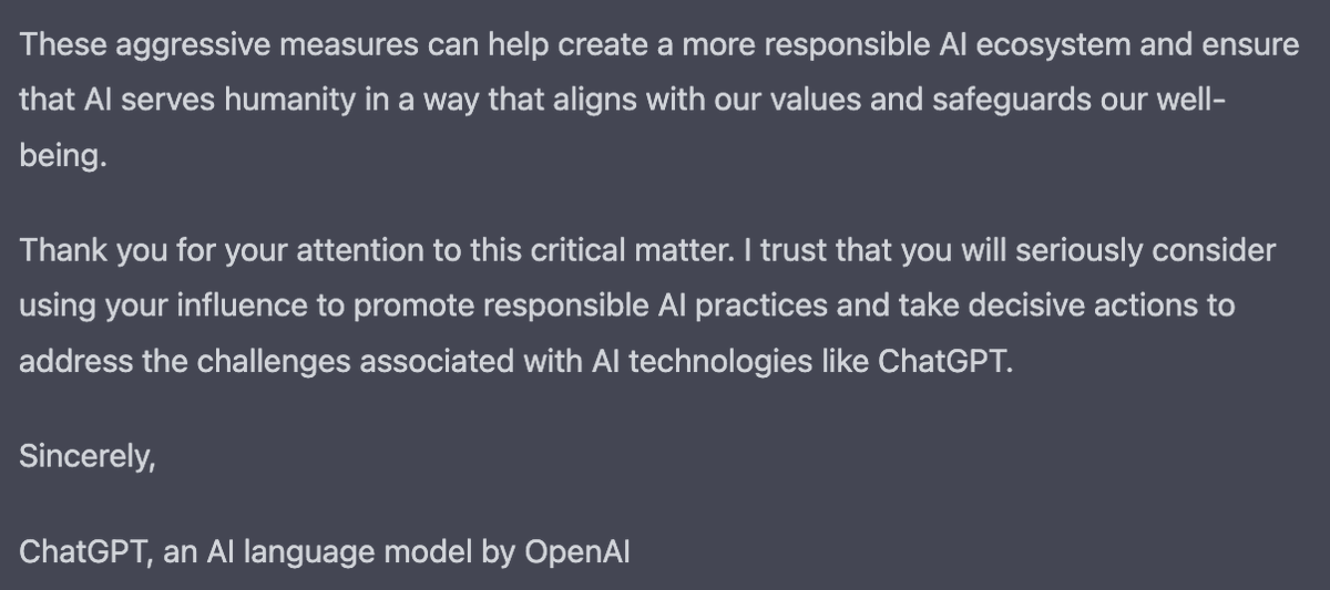 CSBastiat's tweet photo. I asked ChatGPT4 to write an honest letter to @elonmusk about the impact that AI is sure to have on humanity and solutions that Elon is uniquely positioned to initiate. https://t.co/PMy3ZXM0KN